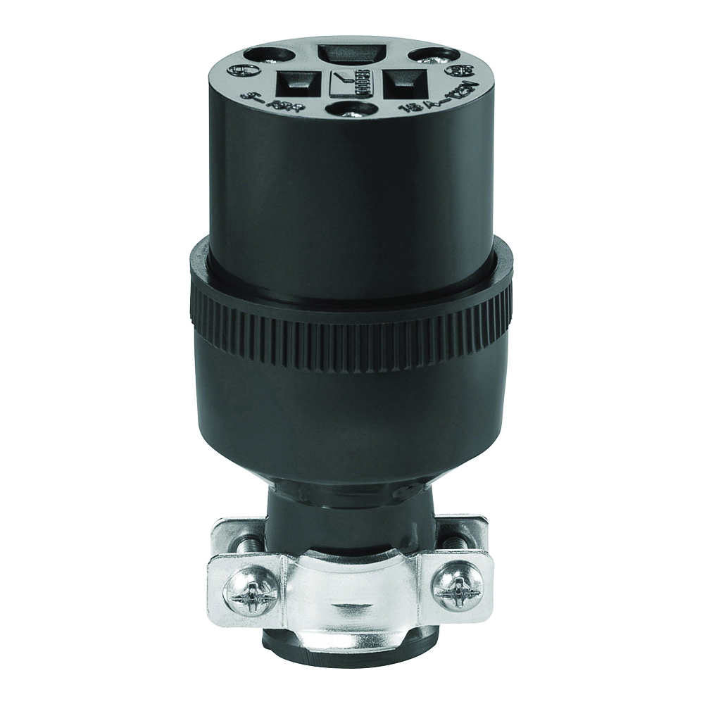 Wiring Devices 222-BOX Electrical Connector, Straight Blade, 1/4 to 39/64 in, 2-Pole, 15 A, 125 V, Black, 3-Wire