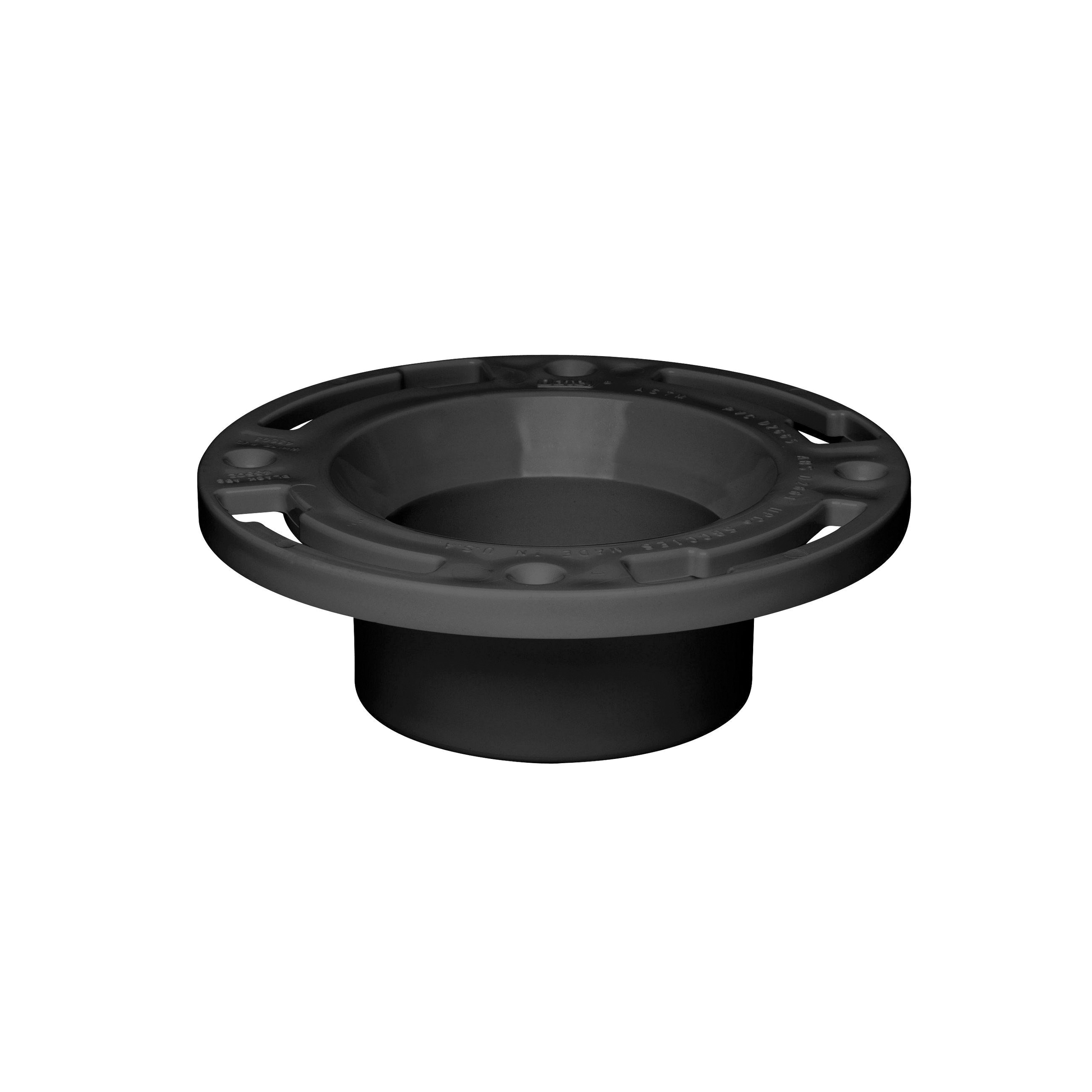 Level Fit 43502 Closet Flange with Plastic Molded Ring, 3, 4 in Connection, ABS, Black, For: 3 in, 4 in Pipes