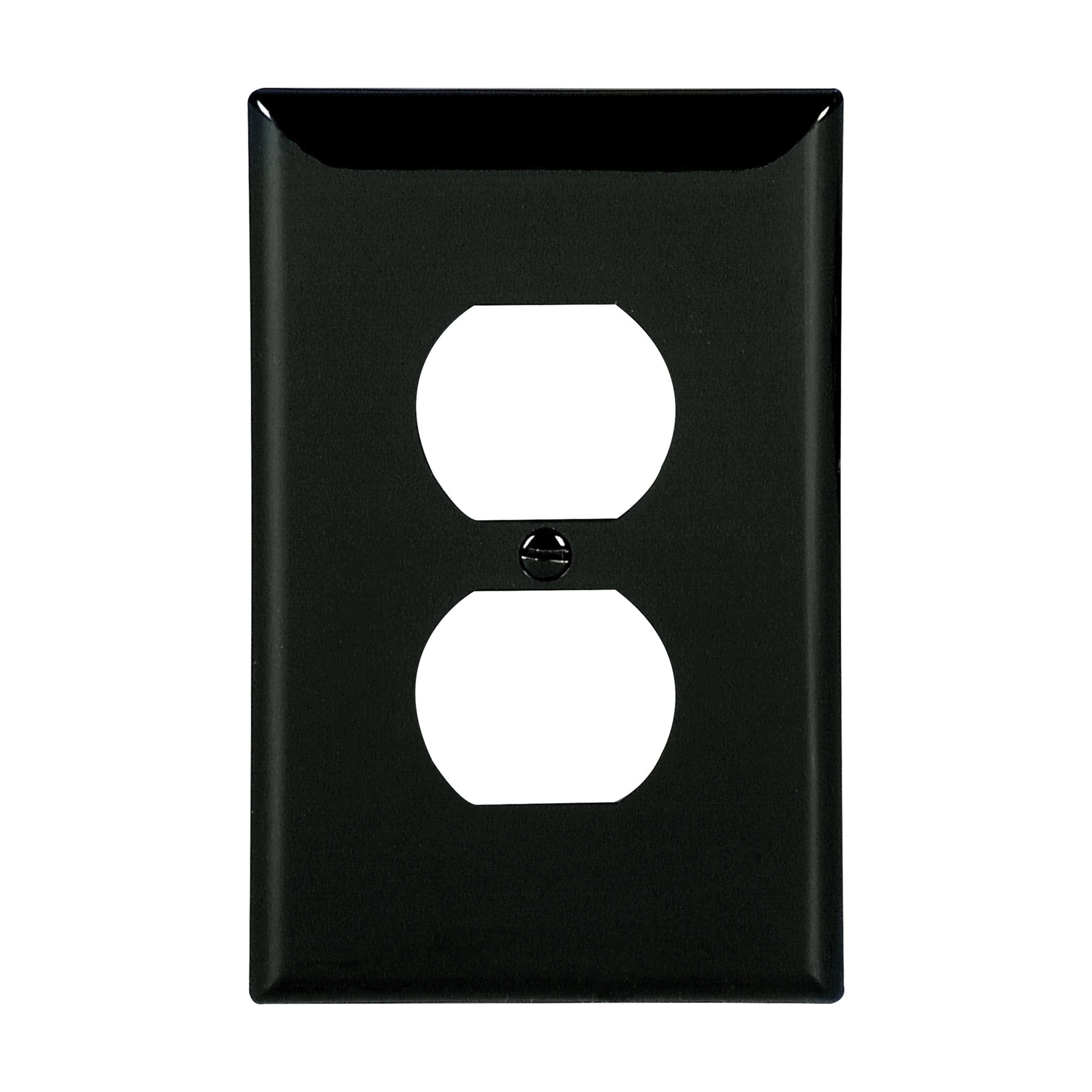 PJ8BK Wallplate, 4.87 in L, 3.12 in W, Midway, 1-Gang, Polycarbonate, Black, High-Gloss