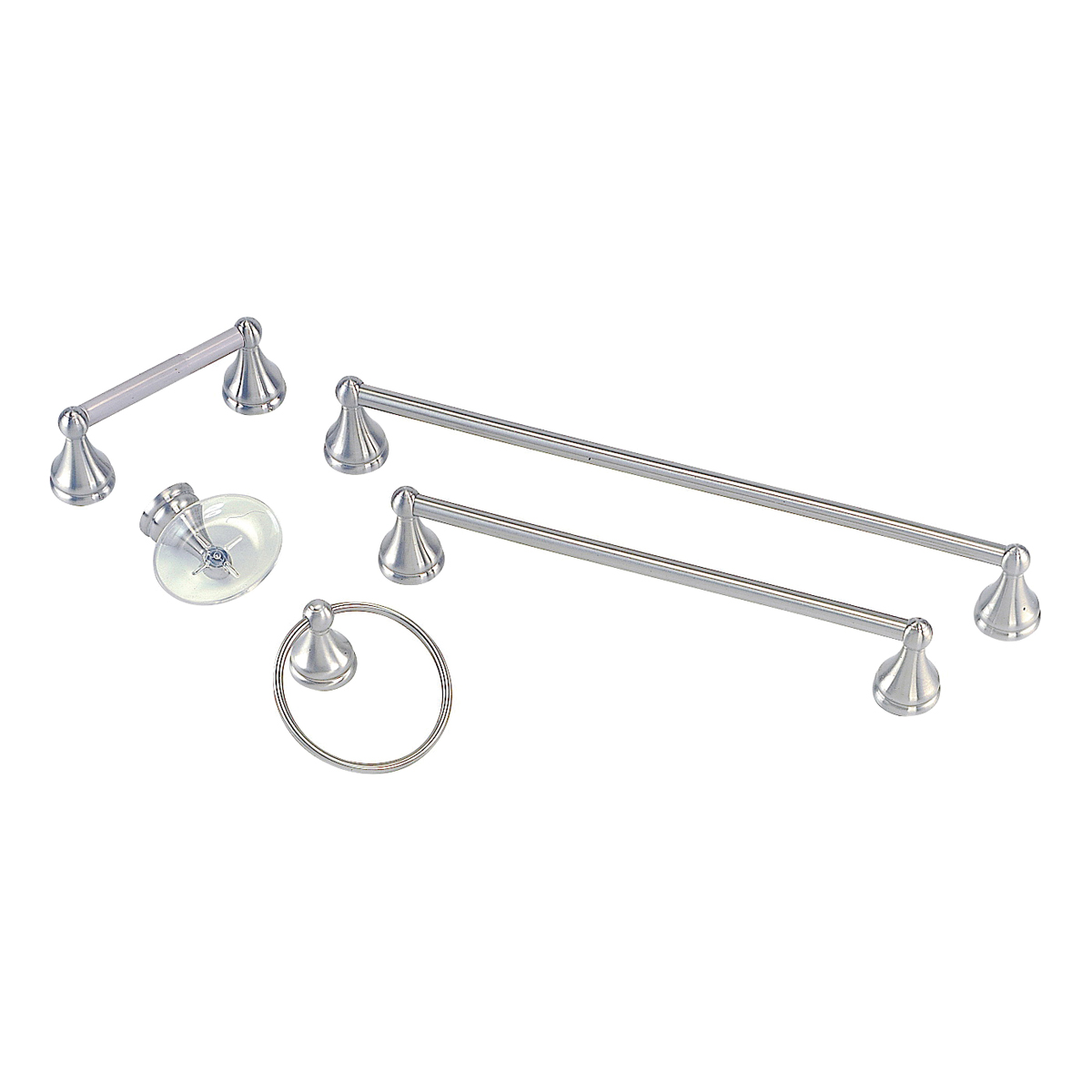 Boston Harbor L5000-BN Bath Accessory Set, Acrylic/Plastic/Zinc, Brushed Nickel, Brushed Nickel, 5-Piece