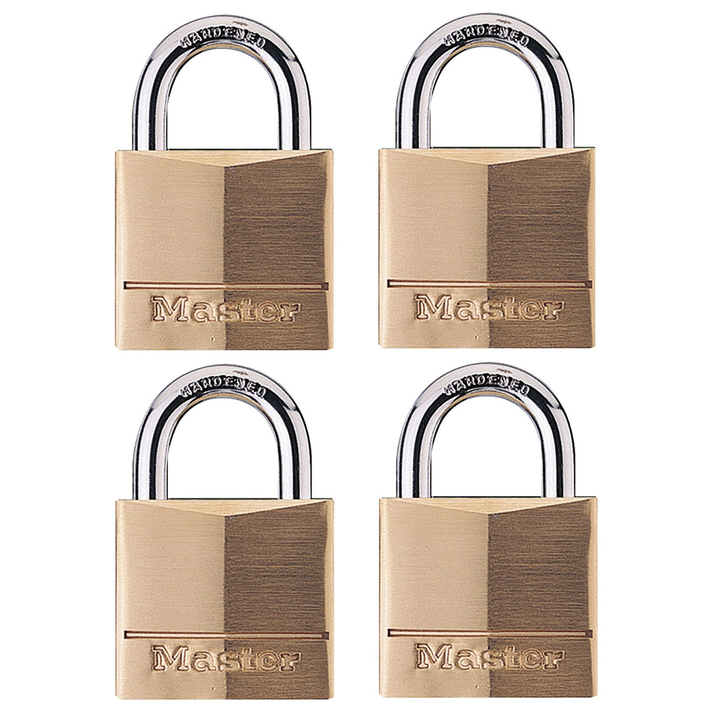 140Q Padlock, Keyed Alike Key, 1/4 in Dia Shackle, 7/8 in H Shackle, Steel Shackle, Brass Body