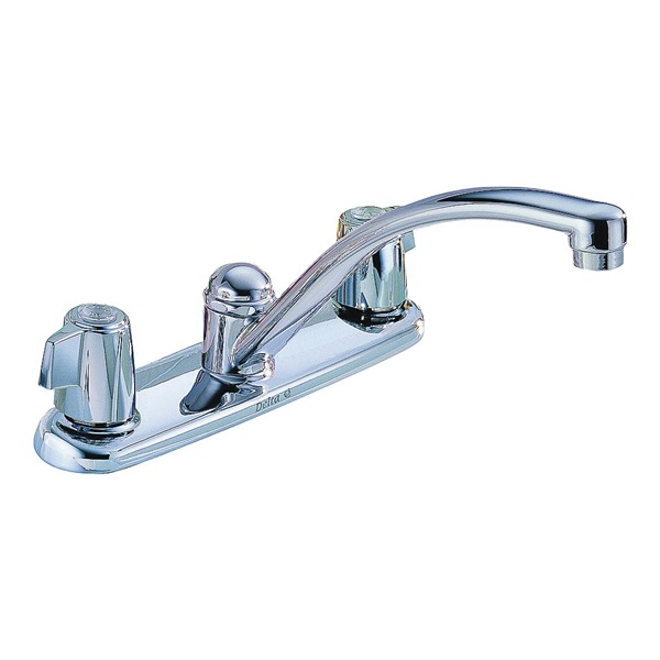 Classic Series 2100LF Kitchen Faucet, 1.8 gpm, Brass, Chrome Plated, Deck, Wrist Blade Handle, Swivel Spout