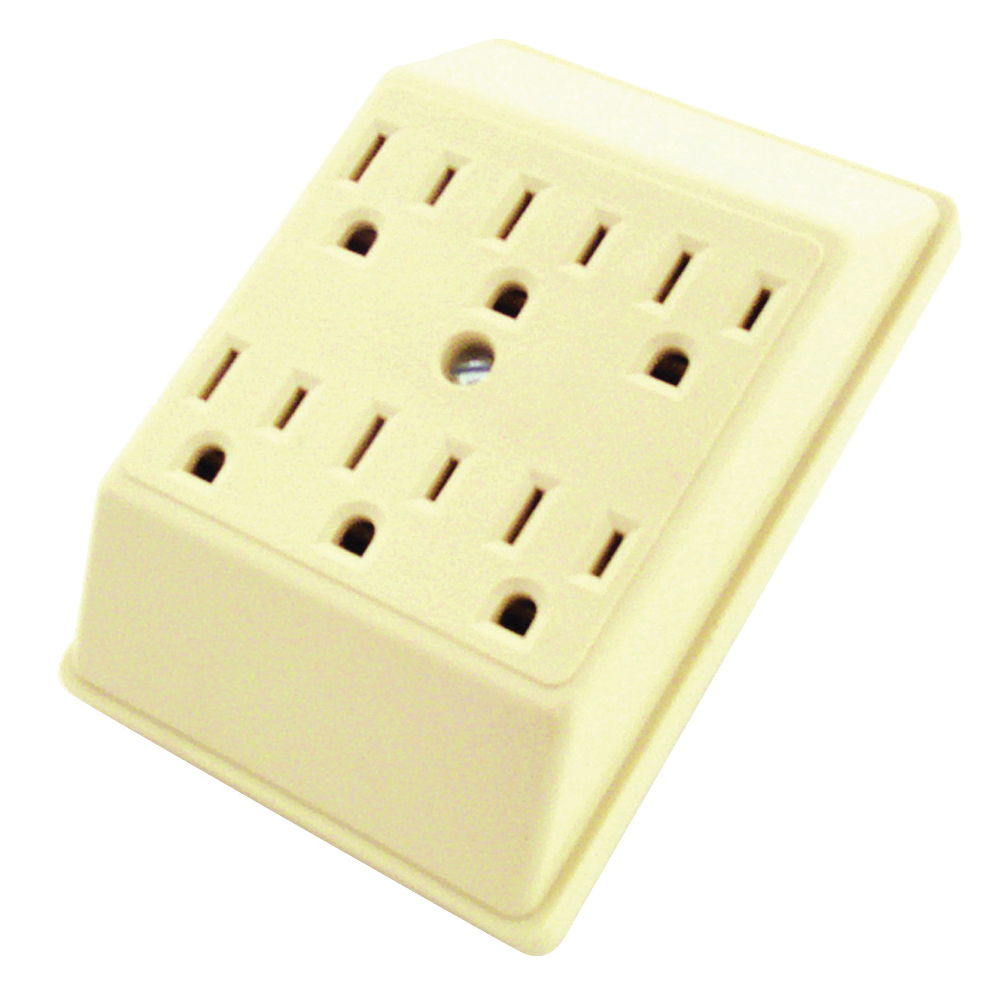C1146V Outlet Tap, 2 -Pole, 15 A, 125 V, 6 -Outlet, NEMA: NEMA 5-15R, Ivory