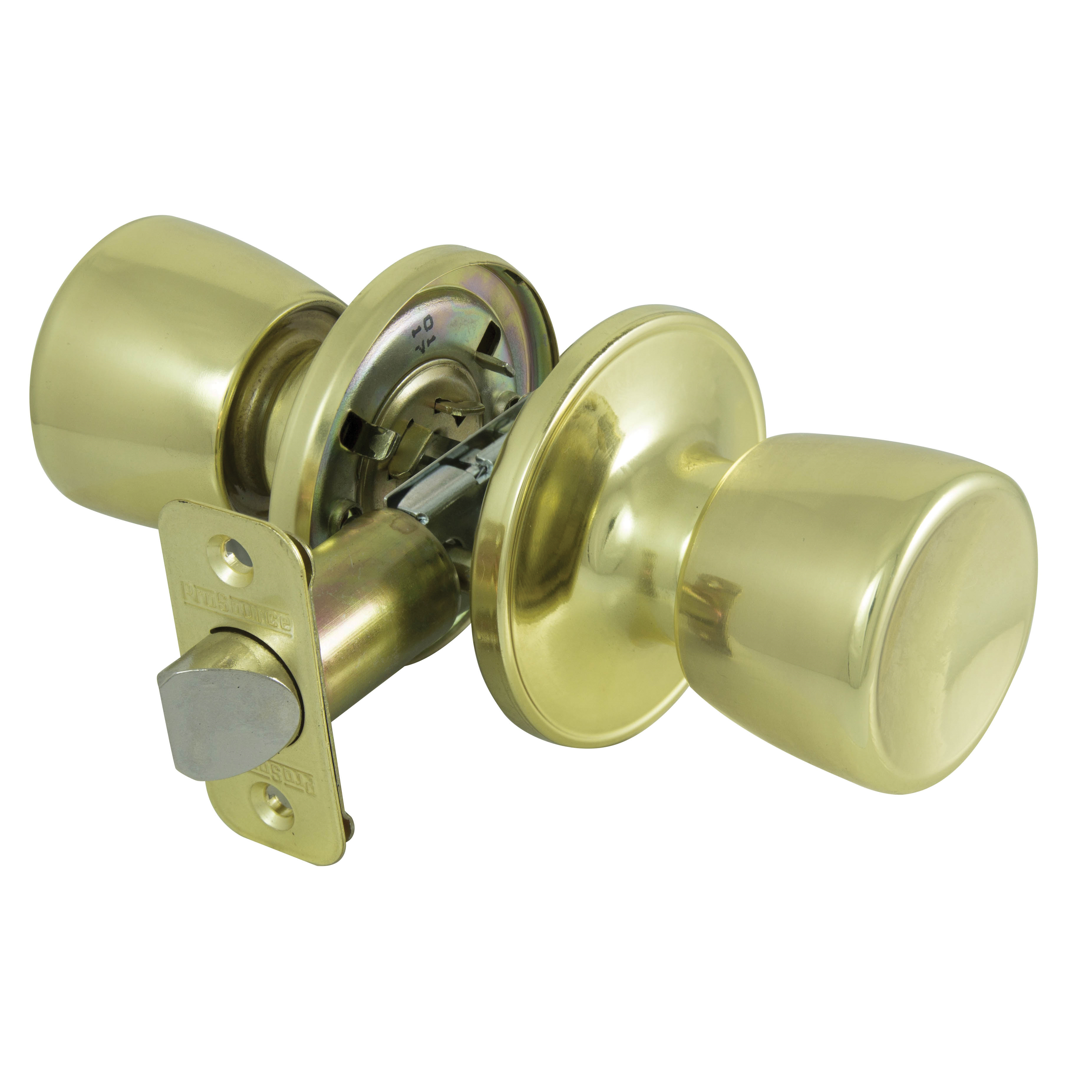 TS730BRA4V Passage Knob, Metal, Polished Brass, 2-3/8 to 2-3/4 in Backset, 1-3/8 to 1-3/4 in Thick Door