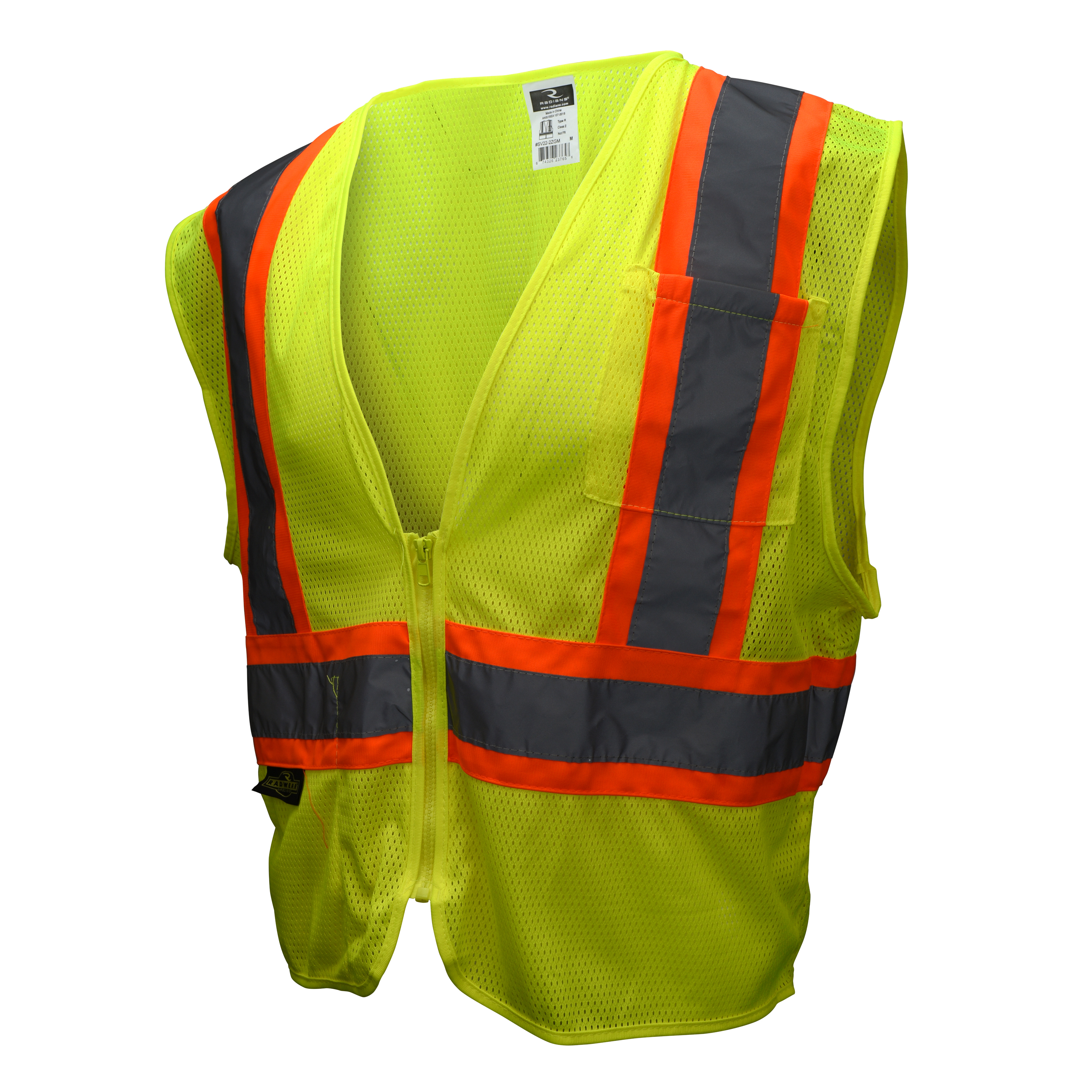 SV22-2ZGM-2X Economical Safety Vest with Two-Tone Trim, 2XL, Unisex, Fits to Chest Size: 30 in, Polyester