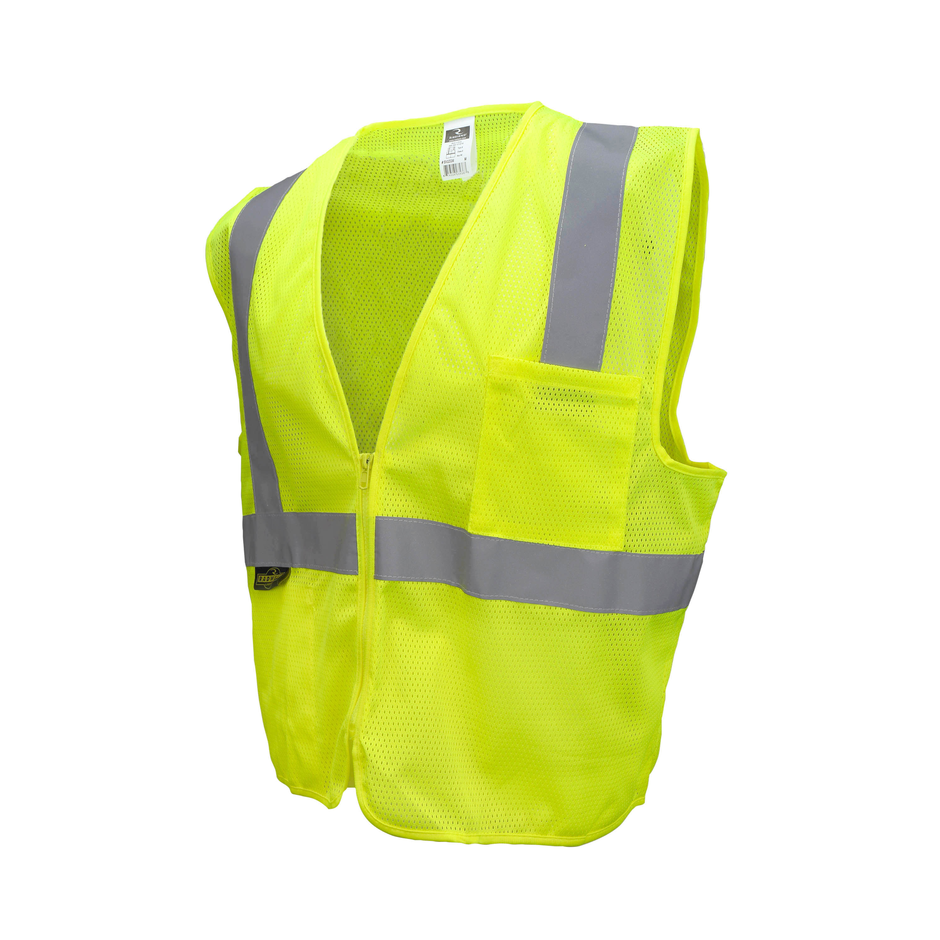 SV2ZGM-XL Economical Safety Vest, XL, Unisex, Fits to Chest Size: 28 in, Polyester, High-Visibility Green