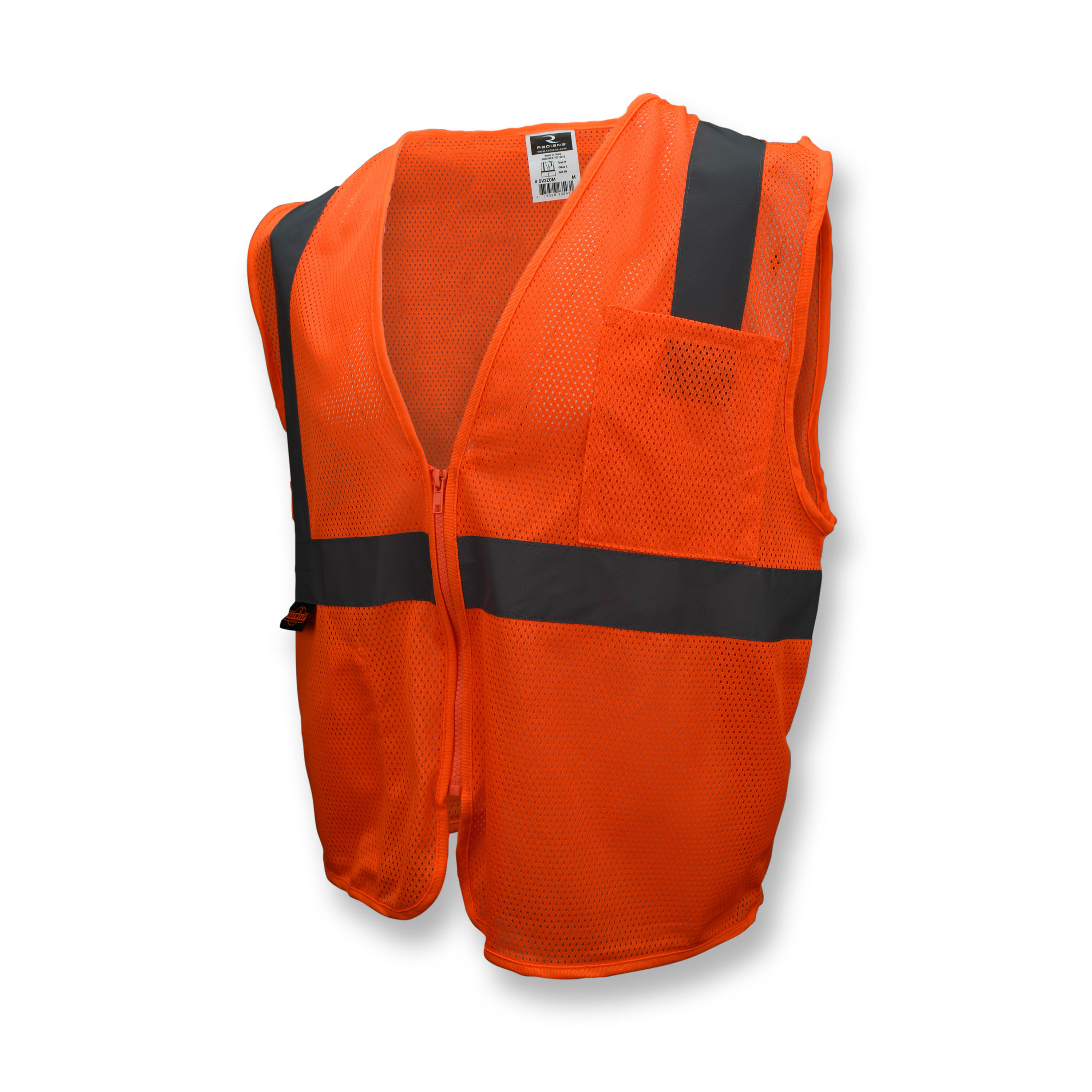 SV2ZOM-2X Economical Safety Vest, 2XL, Unisex, Fits to Chest Size: 30 in, Polyester, High-Visibility Orange
