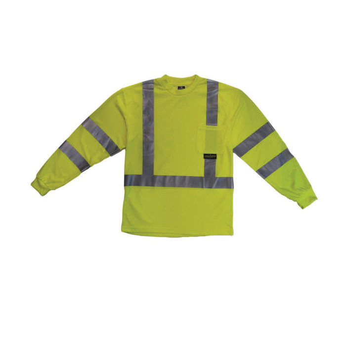 Radians ST21-3PGS-2X Lightweight, Pullover Safety T-Shirt, 2XL, Polyester, High-Visibility Green, Long Sleeve, Regular - 3