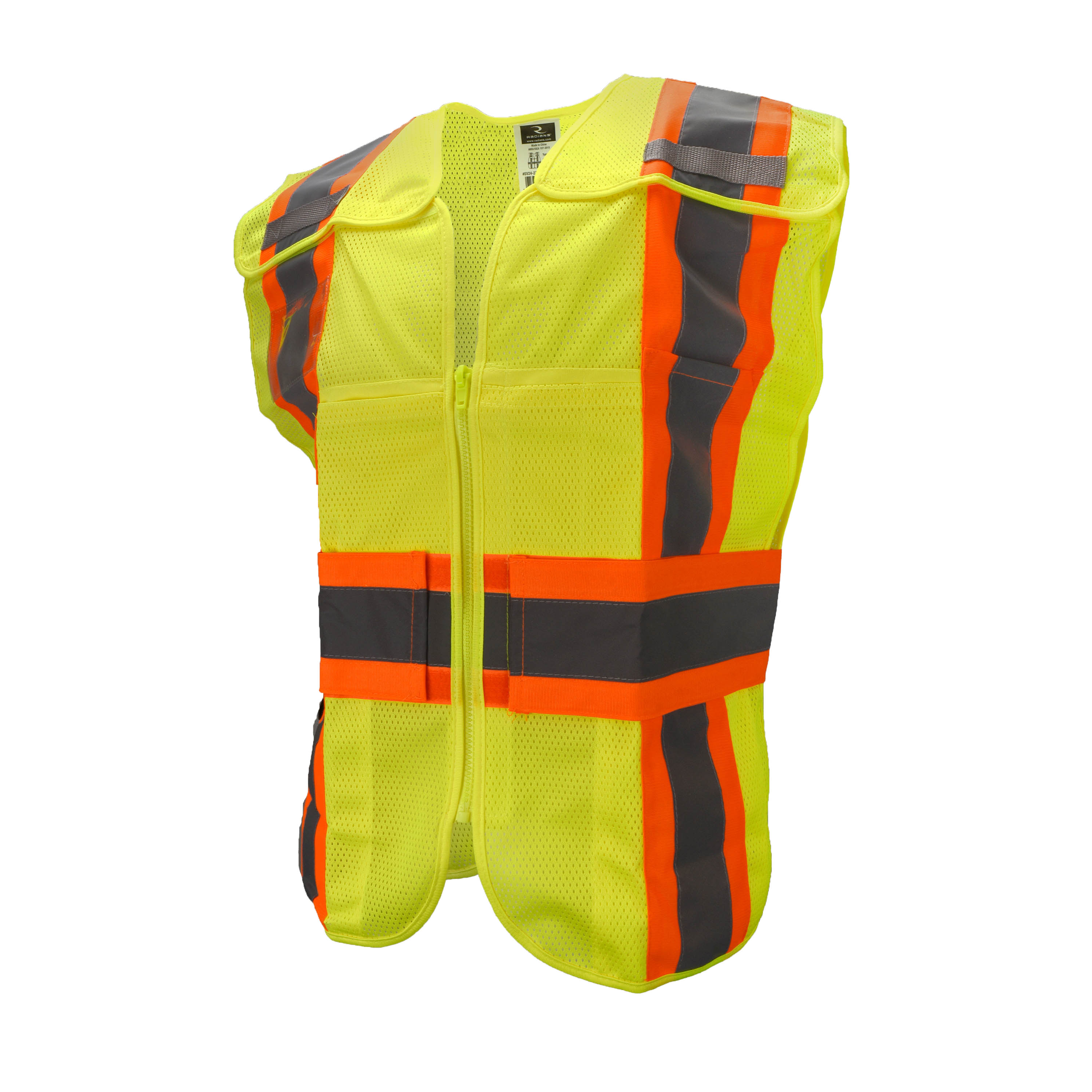 SV24-2ZGM-M/L Breakaway Expandable Safety Vest with Two-Tone Trim, M/L, Polyester, High-Visibility Green