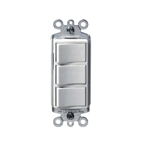 Decora C22-01755-00W Rocker Switch, 15 A, 120 V, SPST, Lead Wire Terminal, Thermoplastic Housing Material, White - 1