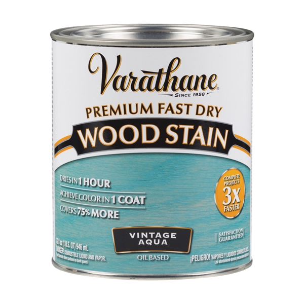 297427 Wood Stain, Translucent, Vintage Aqua, Liquid, 1 qt, Can
