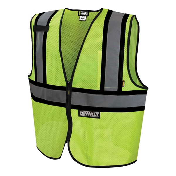DeWALT DSV221-L Economical Safety Vest, L, Polyester, Green, Zipper Closure