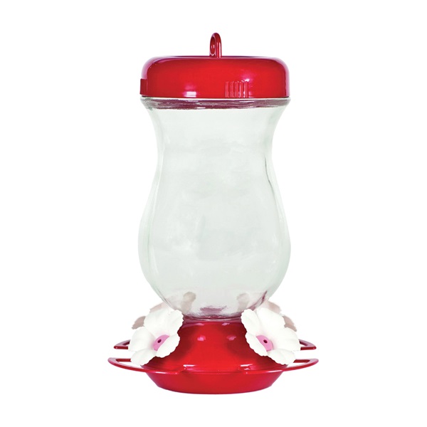 Perky-Pet 132TF Bird Feeder, 24 oz, 4-Port/Perch, Glass/Plastic, Clear, 9 in H