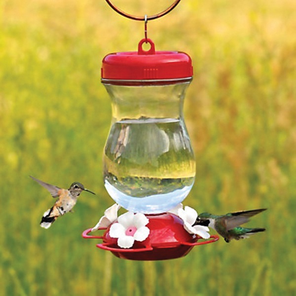 Perky-Pet 132TF Bird Feeder, 24 oz, 4-Port/Perch, Glass/Plastic, Clear, 9 in H