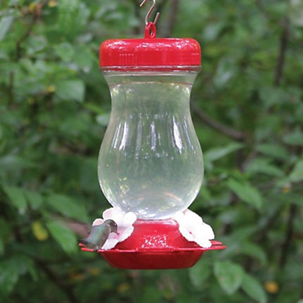 Perky-Pet 132TF Bird Feeder, 24 oz, 4-Port/Perch, Glass/Plastic, Clear, 9 in H