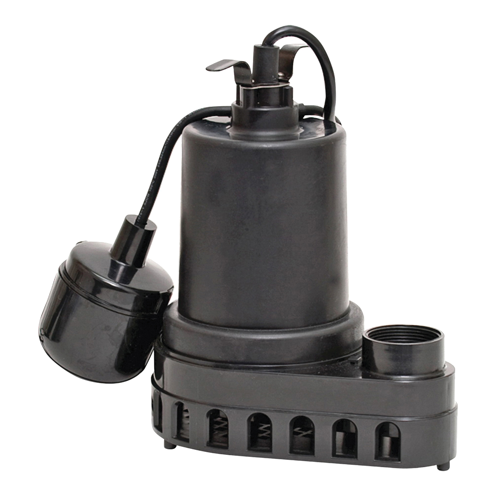 92370 Sump Pump, 4.1 A, 120 V, 1/3 hp, 1-1/2 in Outlet, 2880 gph, Thermoplastic