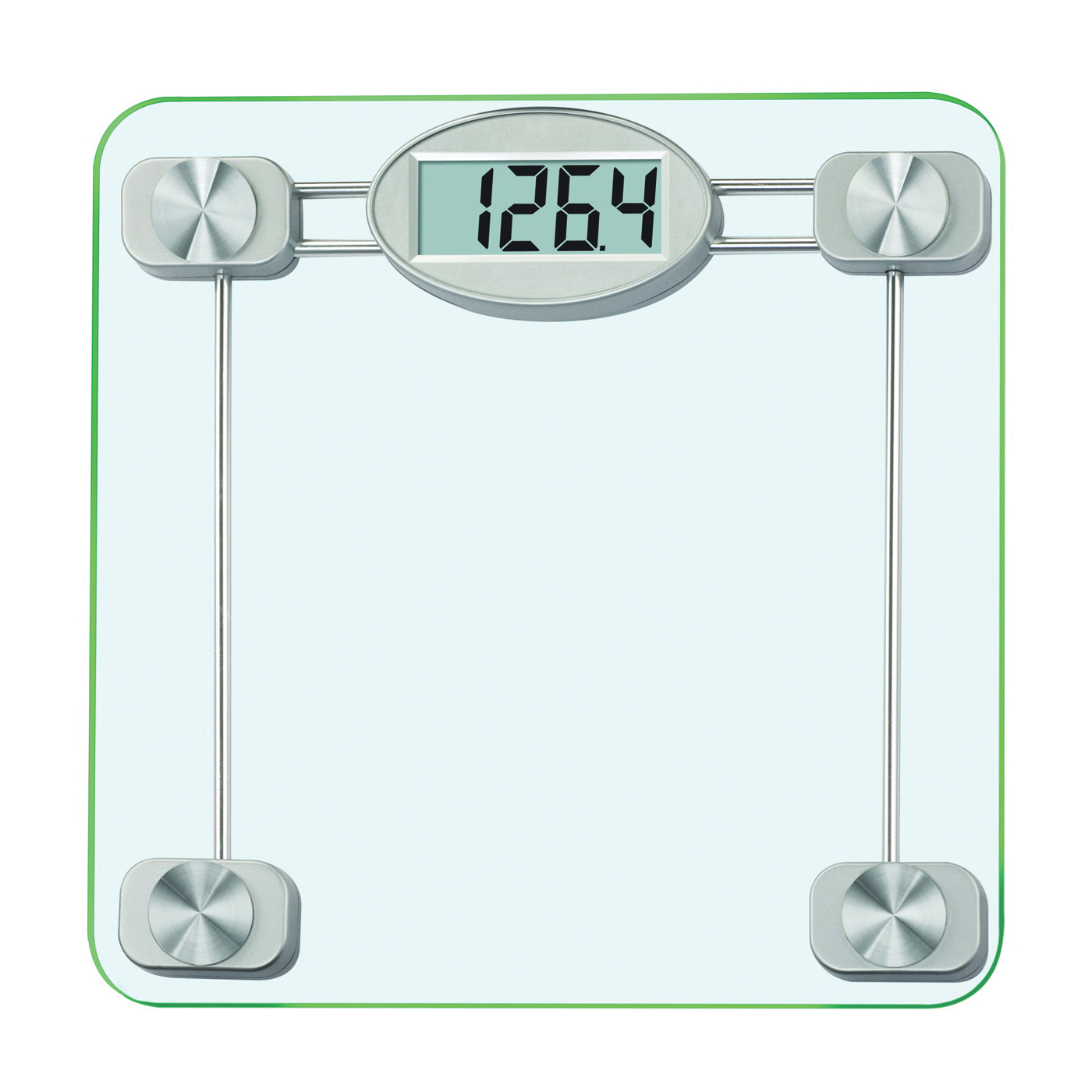 75274192 Bathroom Scale, 400 lb, LCD Display, Metal Housing Material, Clear, 13.38 in OAW, 13.41 in OAD, 2 in OAH
