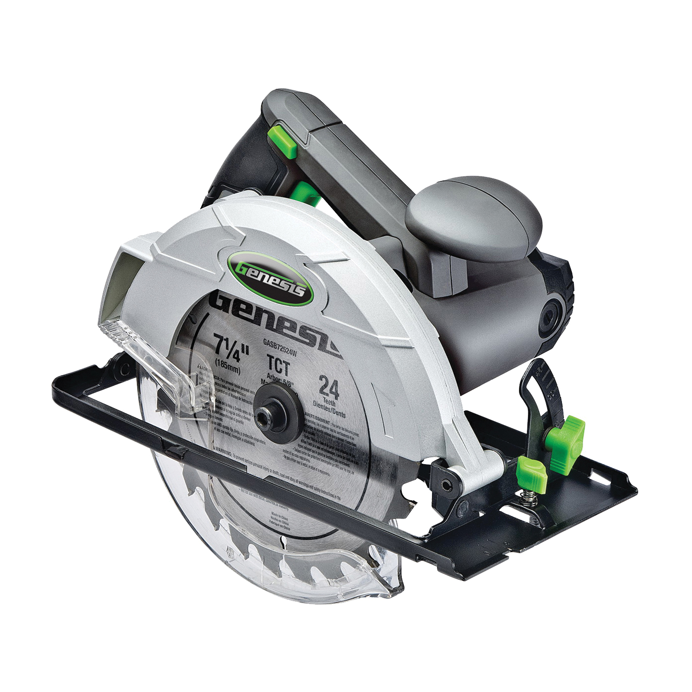 Genesis GCS120 Circular Saw, 12 A, 7-1/4 in Dia Blade, 1-13/16 in at 45 deg, 2-7/16 in at 90 deg D Cutting