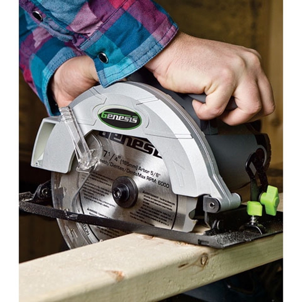 Genesis GCS120 Circular Saw, 12 A, 7-1/4 in Dia Blade, 1-13/16 in at 45 deg, 2-7/16 in at 90 deg D Cutting