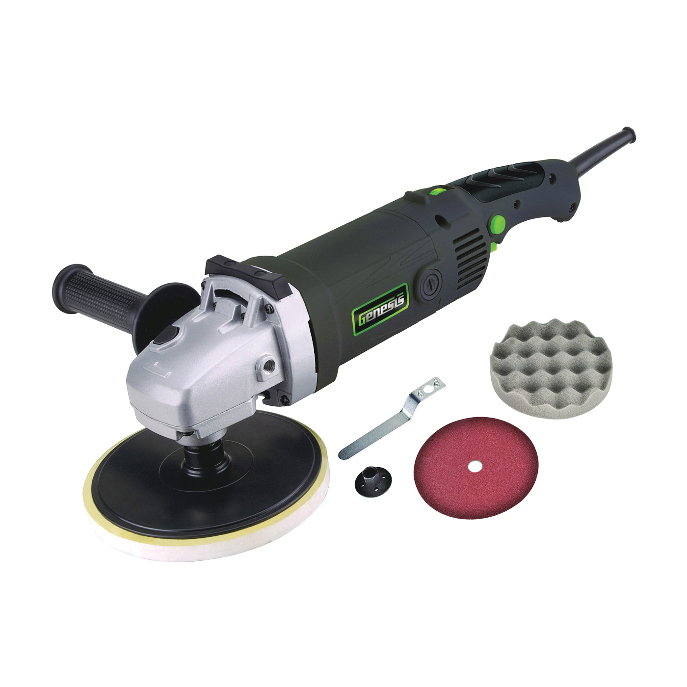 Genesis GSP1711 Variable Speed Sander/Polisher, 11 A, 5/8-11 UNC Spindle, 600 to 3000 rpm Speed, Auxiliary Handle - 1