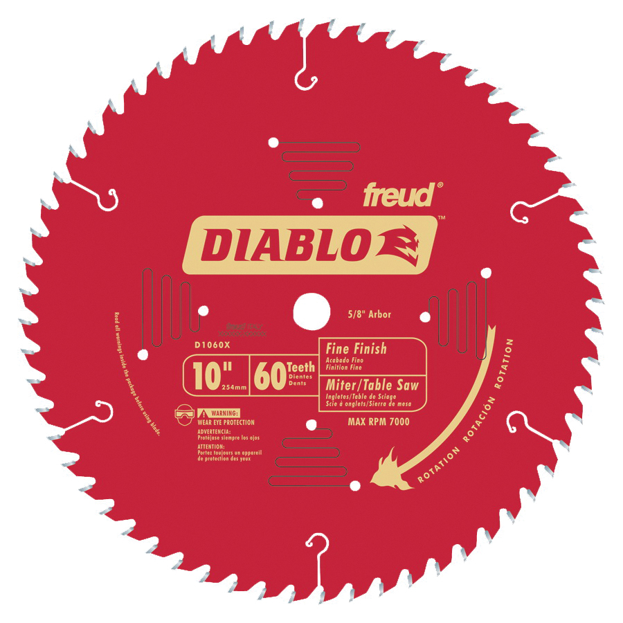 D1060X Circular Saw Blade, 10 in Dia, 5/8 in Arbor, 60-Teeth, Carbide Cutting Edge
