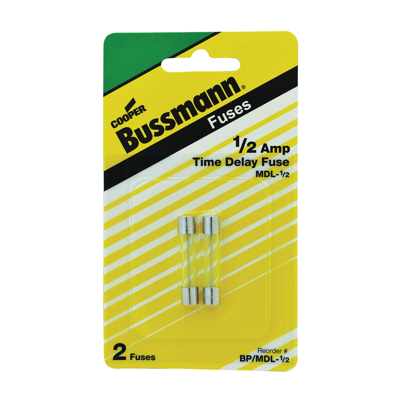 BP/MDL-1/2 Fuse, 0.5 A, 250 V, 35 A, 10 kA Interrupt, Glass Body, G, Time Delay Fuse