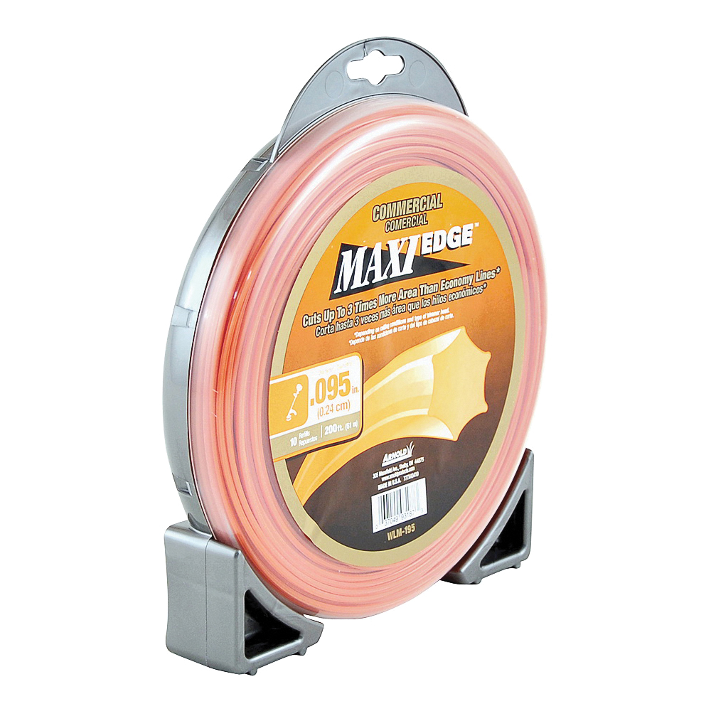 Maxi Edge Series WLM-195 Trimmer Line, 0.095 in Dia, 200 ft L, Polymer, Orange