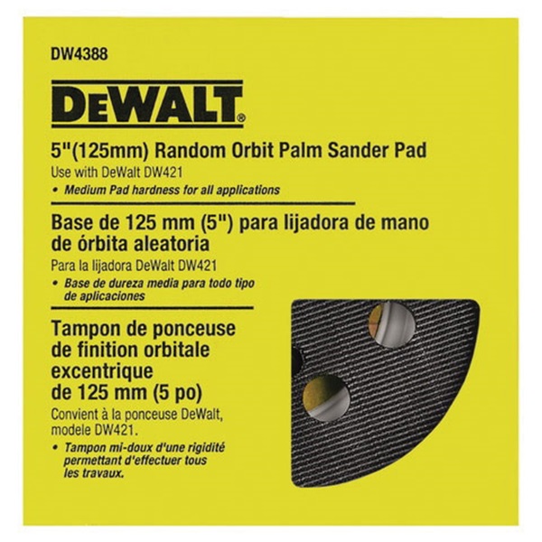 DEWALT DW4388 Pad, 5 in Dia, 8-Hole, Hook and Loop, Foam