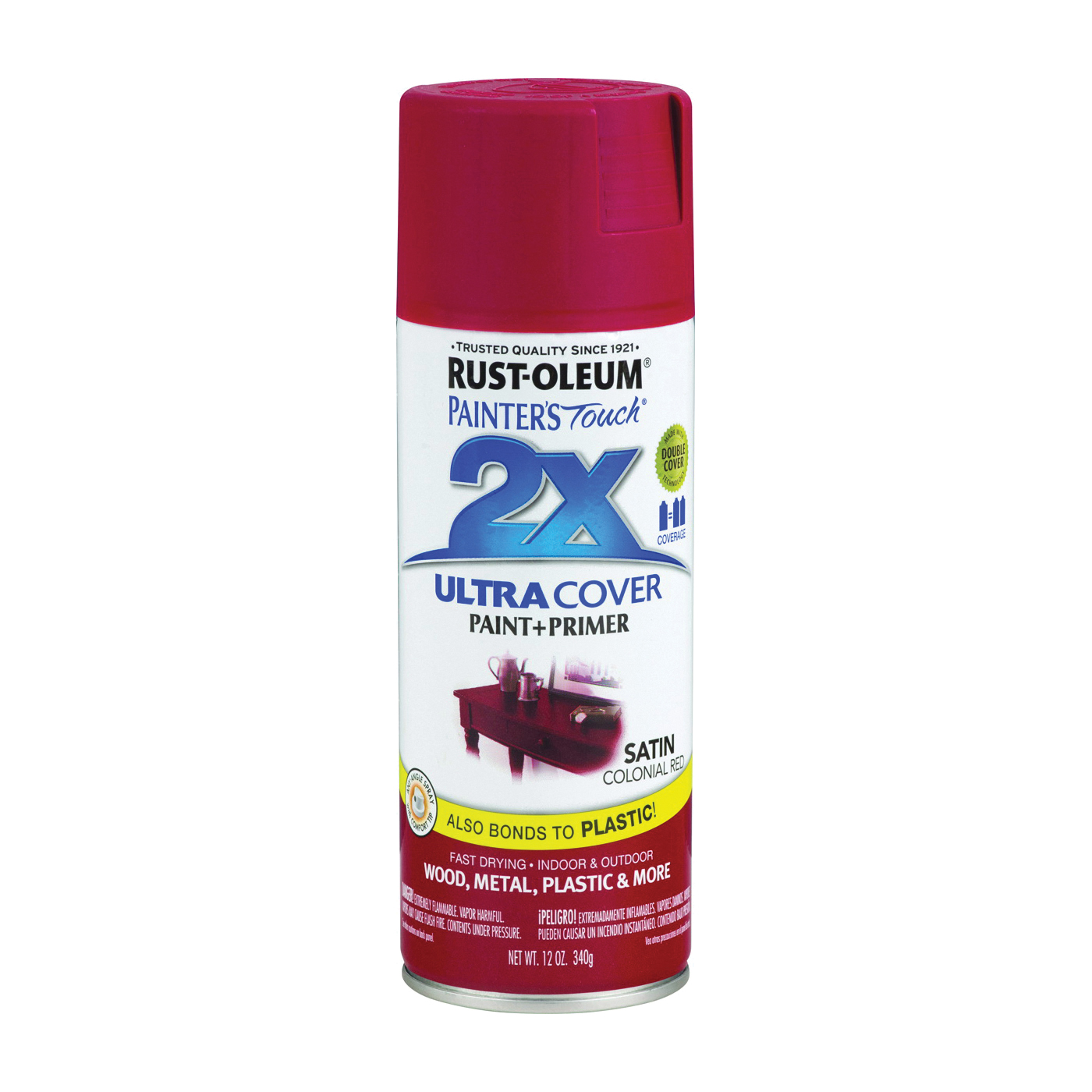 249082 Spray Paint, Satin, Colonial Red, 12 oz, Can