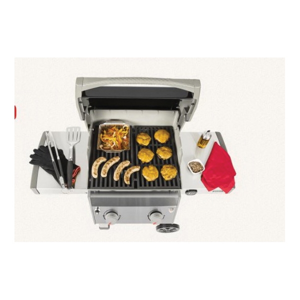Weber Spirit II E-210 48010001 Gas Grill, 26,500 Btu/hr BTU, Natural Gas, 2 -Burner, Stainless Steel Body, Black