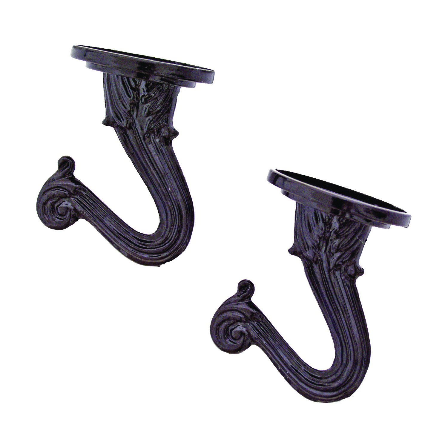 GB0433L Ceiling Hook, 1-1/2 in L, 1 in H, Steel, Black, Black-Coated, Wall