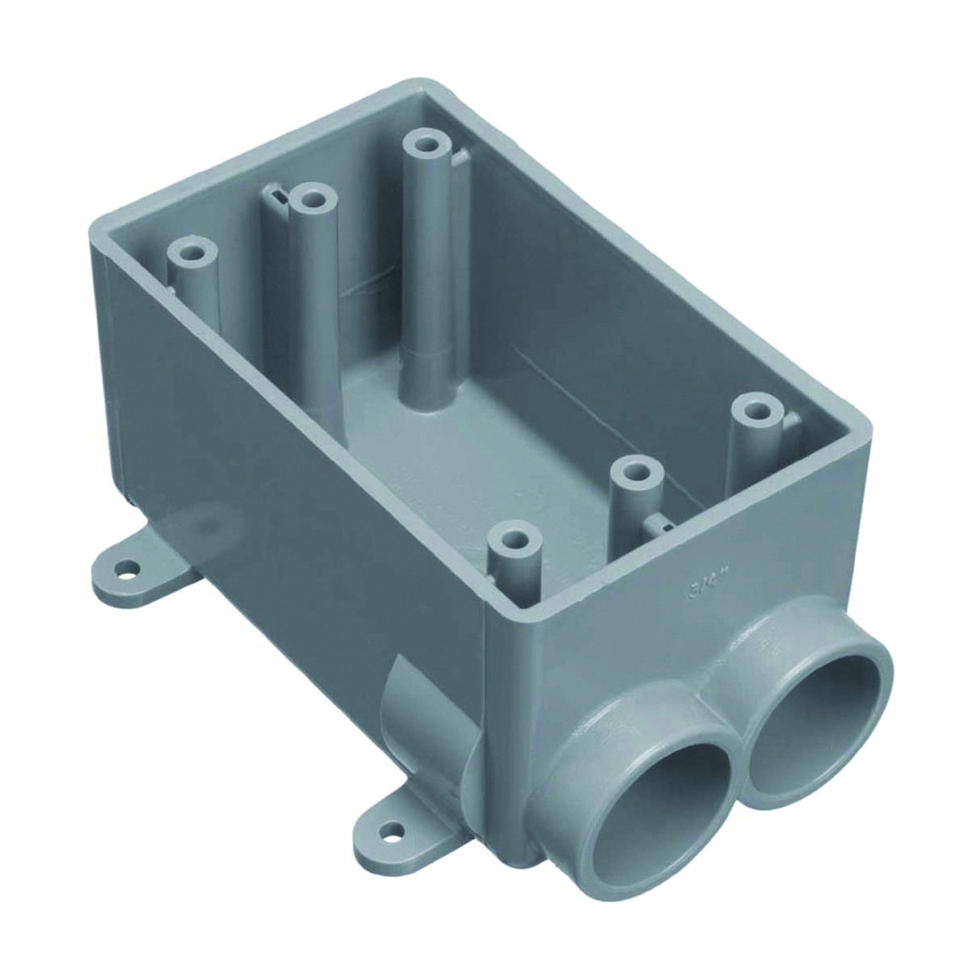 E982EFN-CTN Switch Box, 1-Gang, 2-Outlet, PVC, Gray, Polished