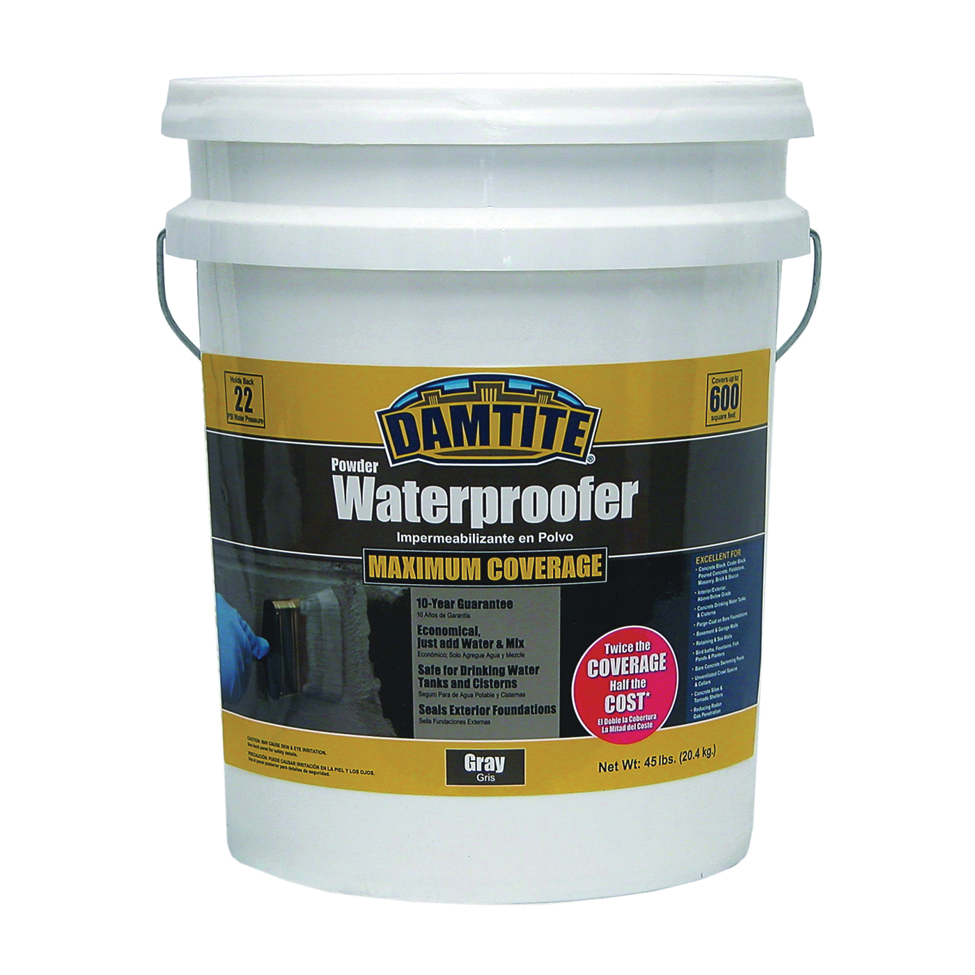 02451 Powder Waterproofer, Gray, Powder, 45 lb Pail