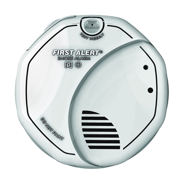 3120B Smoke Alarm, 120 V, Ionization, Photoelectric Sensor, 85 dB, White