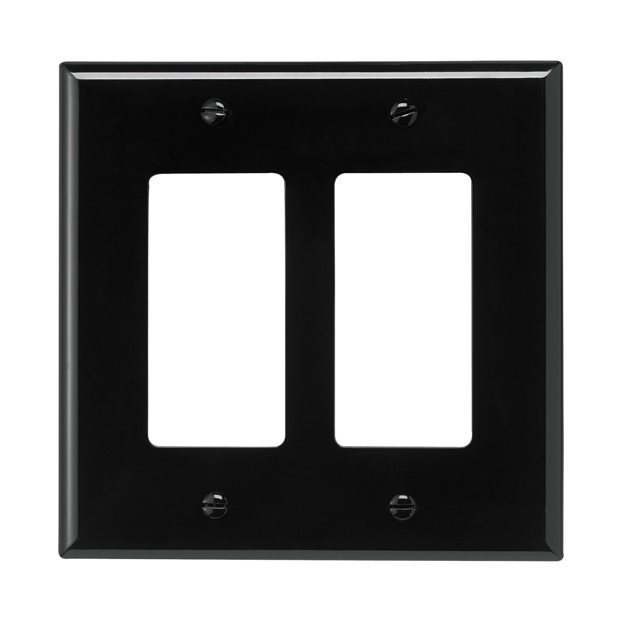 PJ262BK Switch Wallplate, 4-7/8 in L, 4.93 in W, 2 -Gang, Polycarbonate, Black, High-Gloss