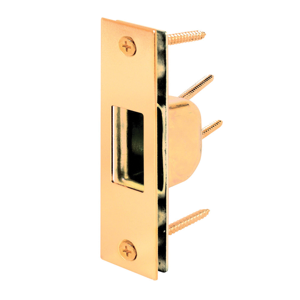 U 9539 Deadbolt Strike Plate, 4-7/8 in L, 1-1/4 in W, Steel, Brass