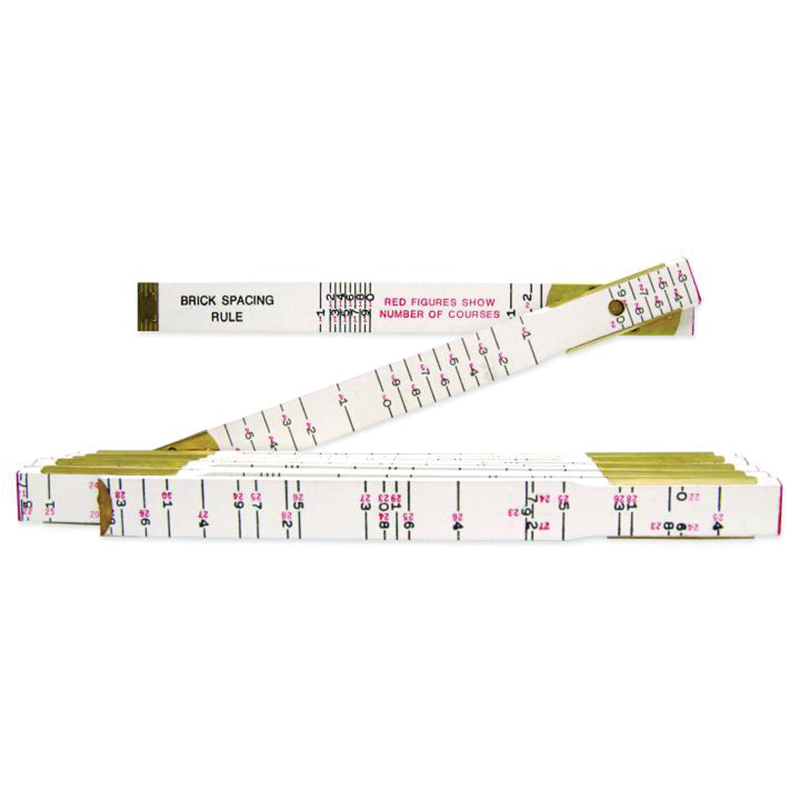 Red End Series T656N Folding Rule, 0 to 72 in, SAE Graduation, Wood, White