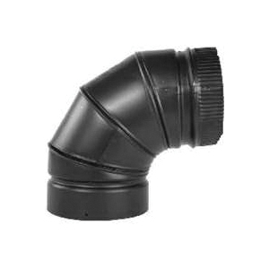 DSP6E9-1/266230 Stove Pipe Elbow, 90 deg Angle, 6 in, 8 Guage, Aluminized Steel, Black, Matte
