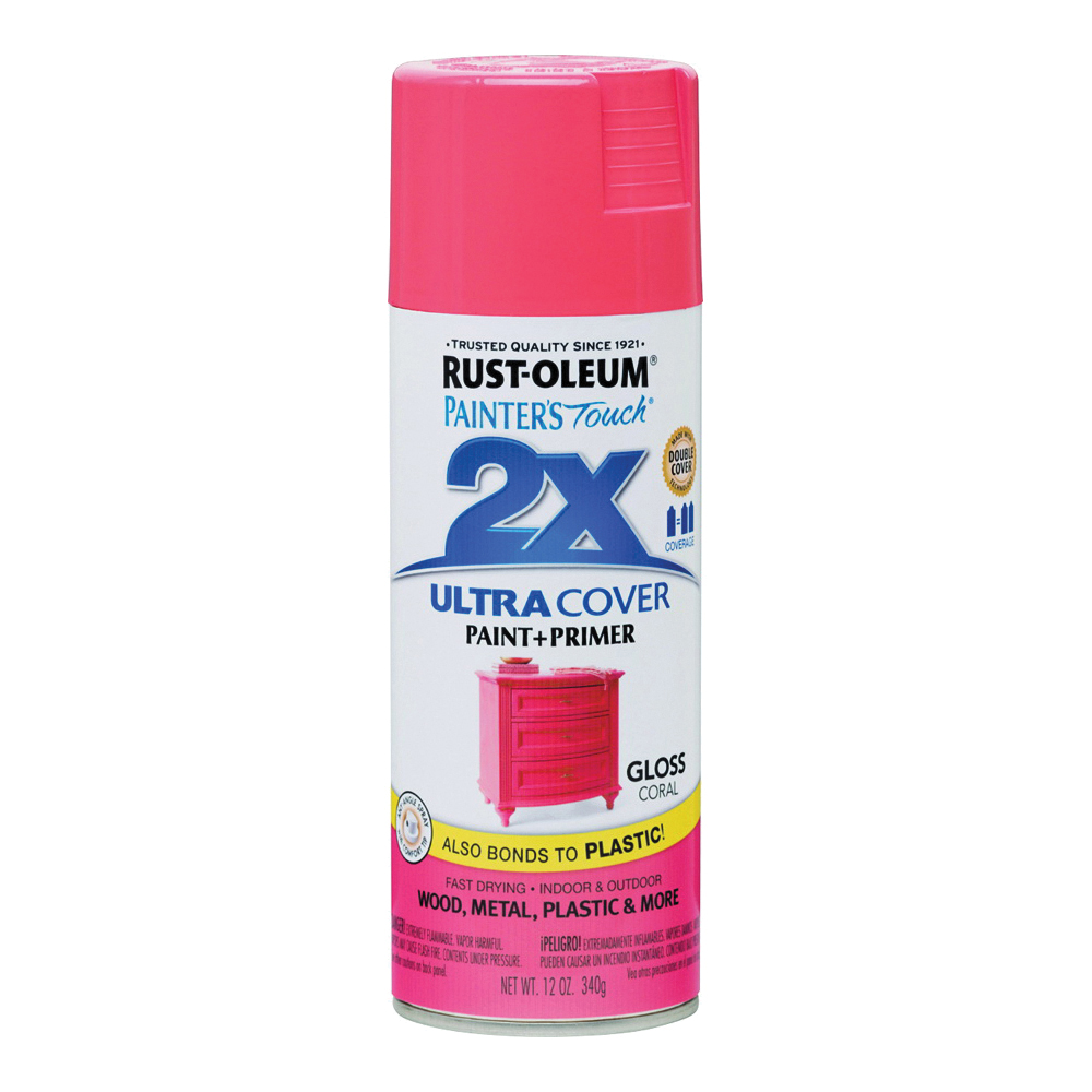 2X Ultra Cover 283189 Spray Paint, Gloss, Coral, 12 oz, Can