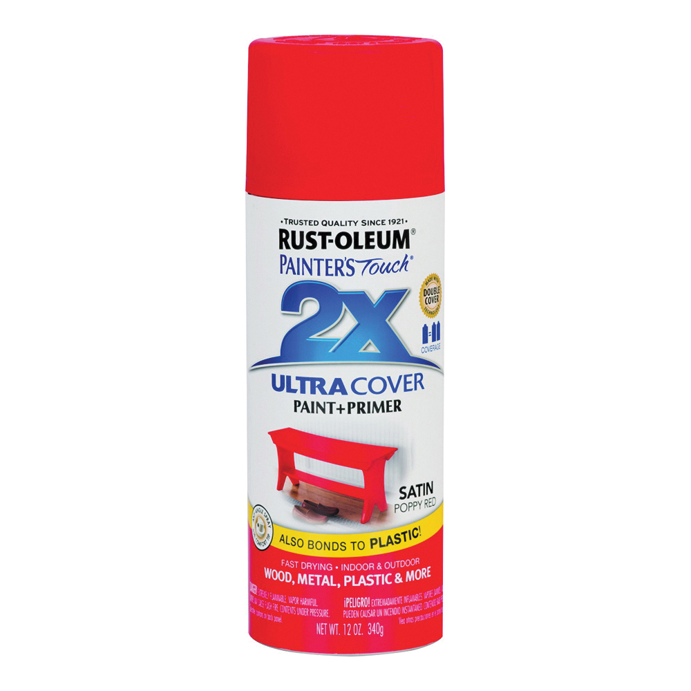 277994 Spray Paint, Satin, Poppy Red, 12 oz, Can