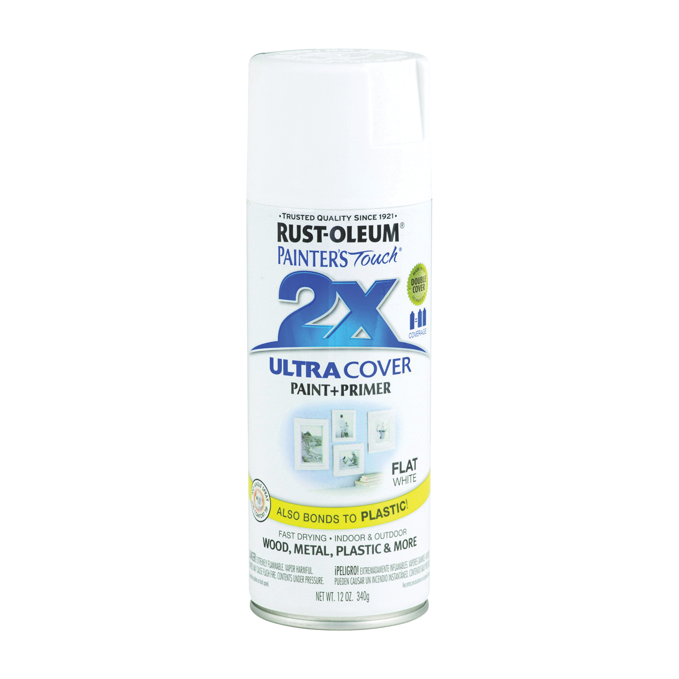 2X Ultra Cover 249126 Spray Paint, Flat, White, 12 oz, Can - 1