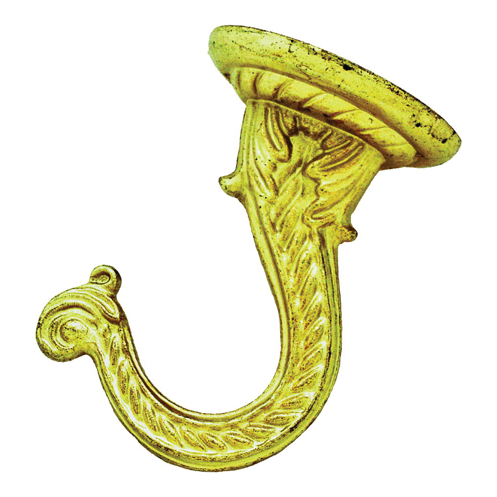 GB0083L Ceiling Hook, 2-3/16 in H, Zinc, Brass, Brass, Ceiling