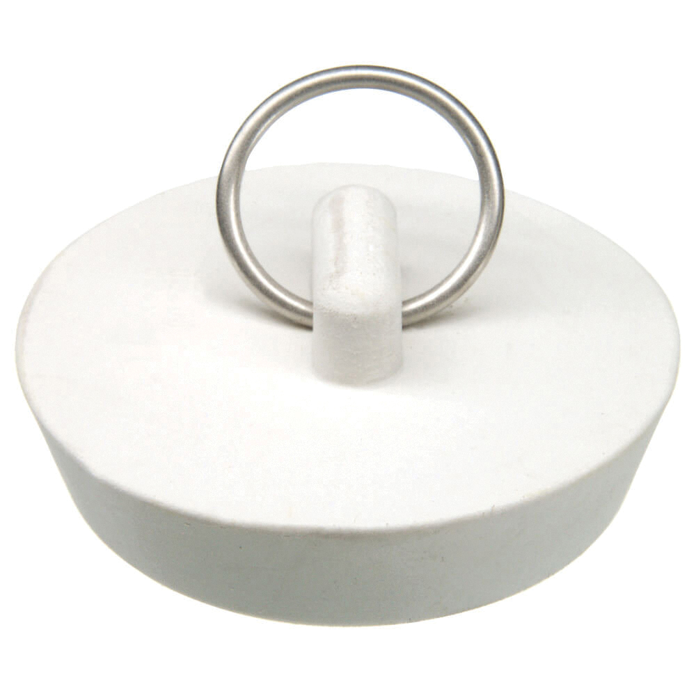 88272 Drain Stopper, Rubber, White, For: Universal Kitchen and Bathroom Sinks with 1-3/4 in Drain