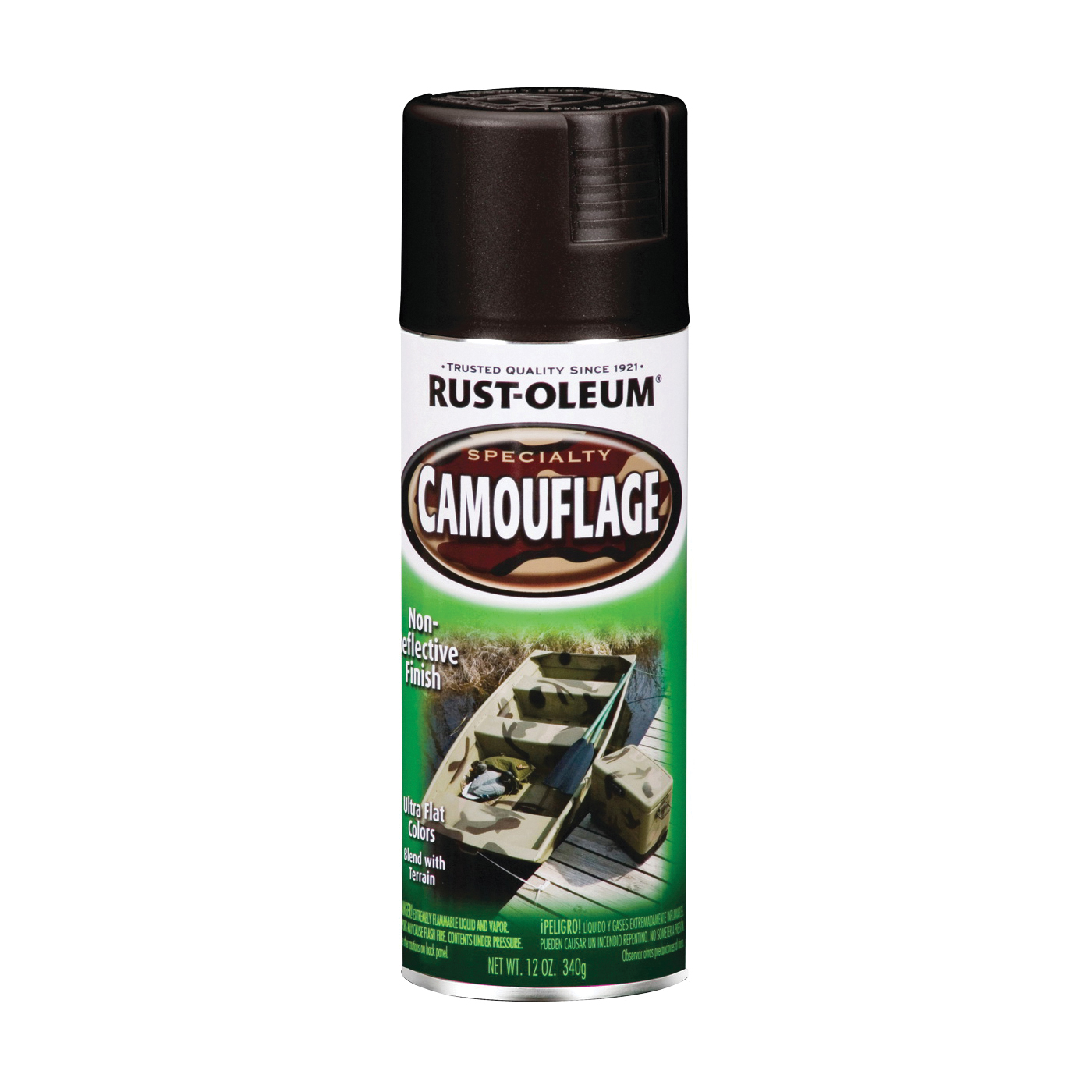 1916830 Camouflage Spray Paint, Ultra Flat, Black, 12 oz, Can