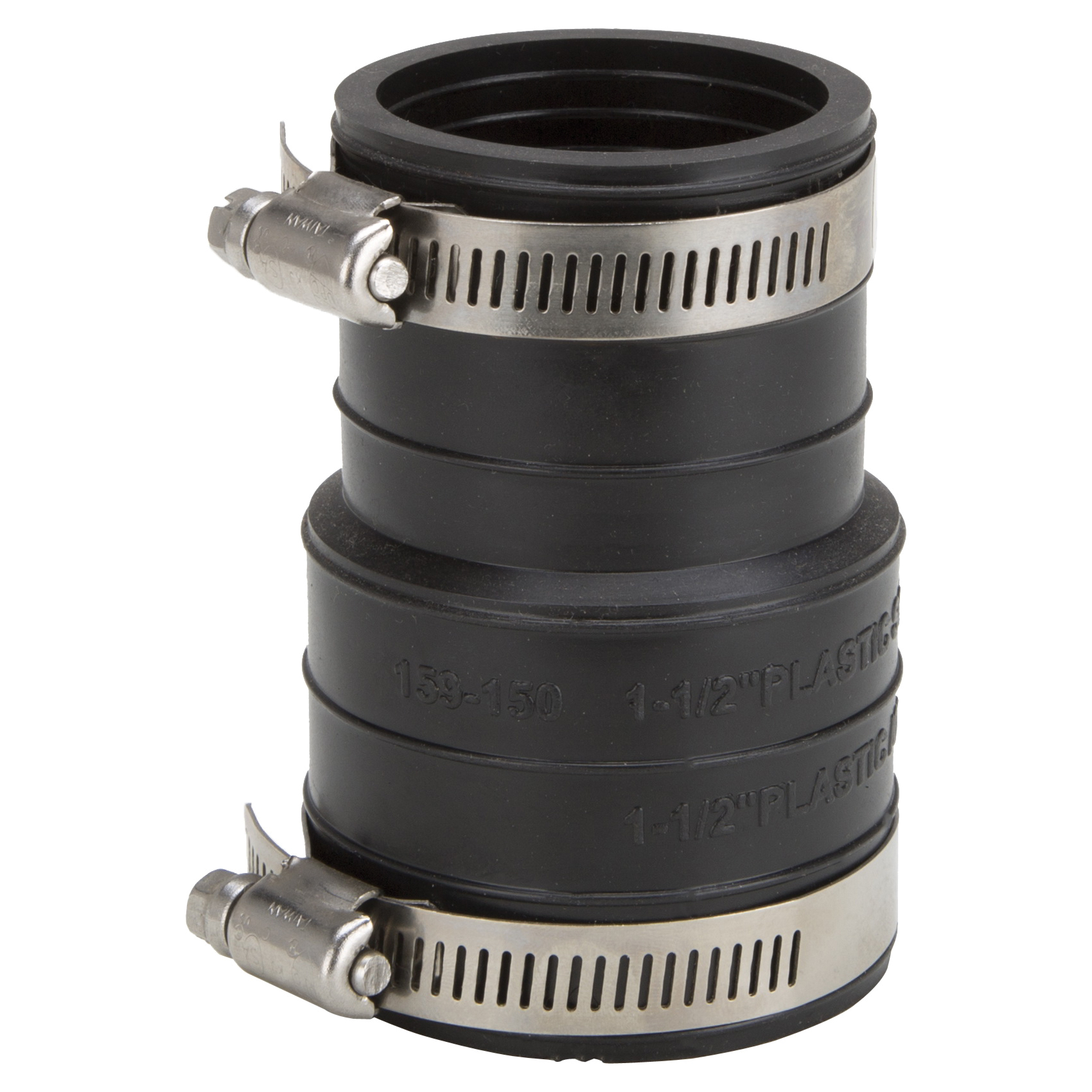 KJ-015 Coupling, 1/2 in, Socket to Pipe, Rubber/Stainless Steel, Black