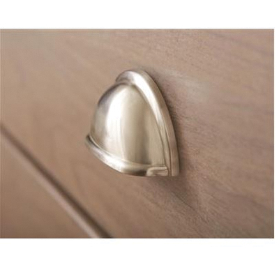 Cup Pulls Series BP53010G10 Cabinet Pull, 3-7/16 in L Handle, 1 in Projection, Zinc, Satin Nickel