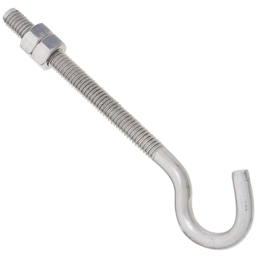 National Hardware 2163BC Series N221-713 Hook Bolt, 5/16 in Thread, 5 in L, Steel, Zinc, 115 lb Working Load - 1