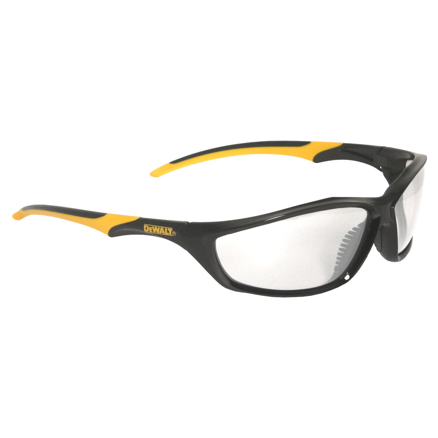 DEWALT DPG96-1C Safety Glasses, Scratch-Resistant Lens, Clear Lens, Black/Yellow Frame, Hard-Coated Lens, Polycarbonate Lens, Full Frame