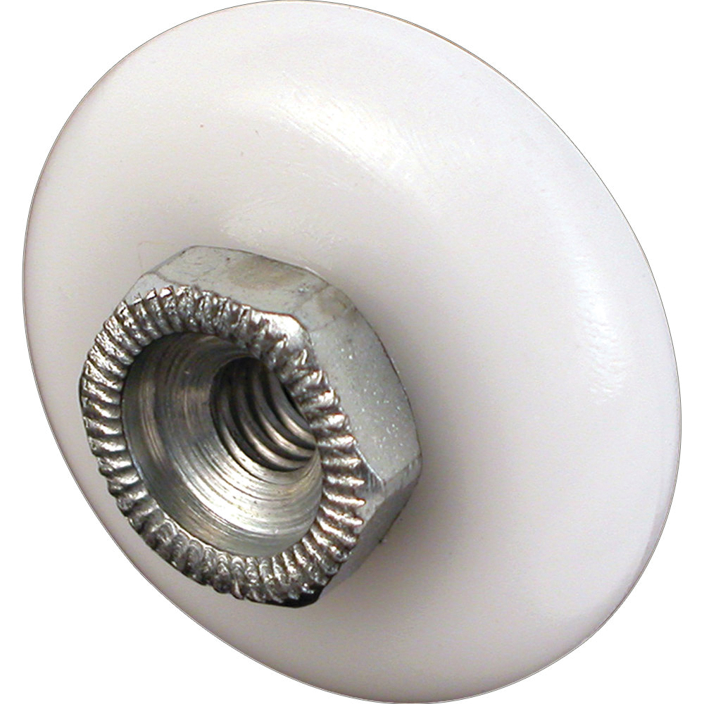 M 6000 Tub Enclosure Round Roller, Plastic, White, For: Up to 5/16 in Thickness Glasses