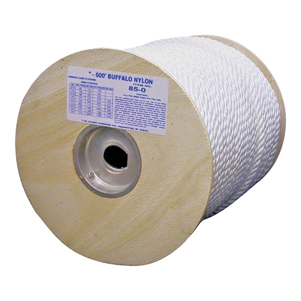 85-073 Rope, 5/8 in Dia, 300 ft L, 5/8 in, 1144 lb Working Load, Nylon, White